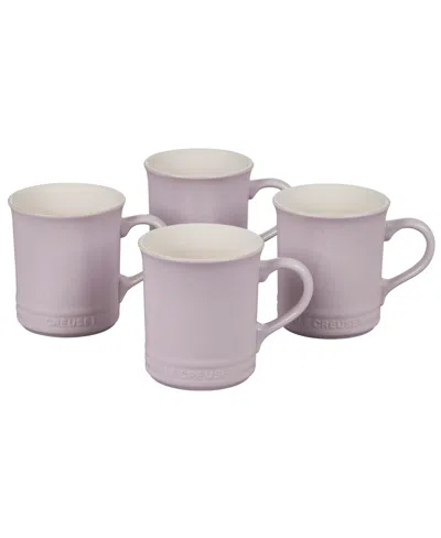 Le Creuset 14 Oz. Stoneware Set Of Four Coffee Mugs In Shallot