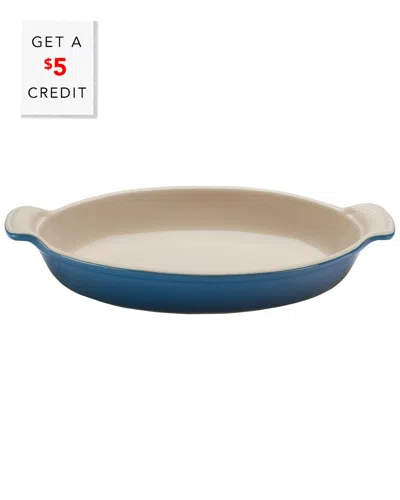 Le Creuset 1.7qt Heritage Oval Au Gratin Dish With $5 Credit In Blue