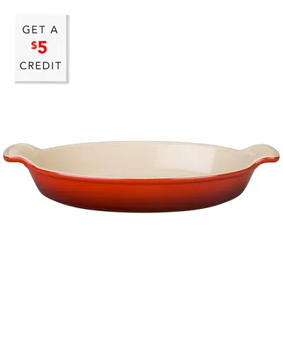 Le Creuset 1qt Heritage Oval Au Gratin Dish With $5 Credit In Red