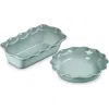 Le Creuset Stoneware Heritage Pie Dish & Fluted Loaf Pan Set In Sea Salt