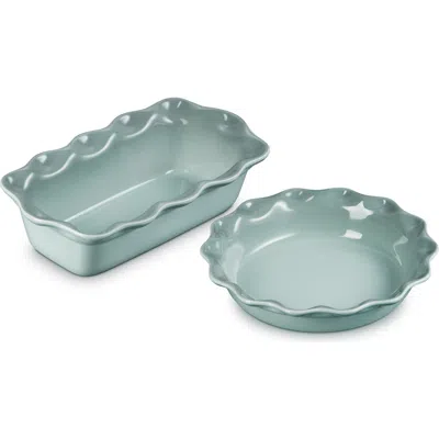 Le Creuset Stoneware Heritage Pie Dish & Fluted Loaf Pan Set In Sea Salt