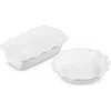 Le Creuset Stoneware Heritage Pie Dish & Fluted Loaf Pan Set In White