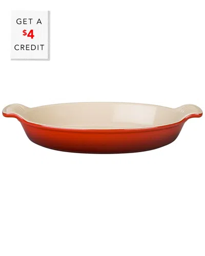 Le Creuset 24oz Heritage Oval Au Gratin Dish 3 With $4 Credit In Red