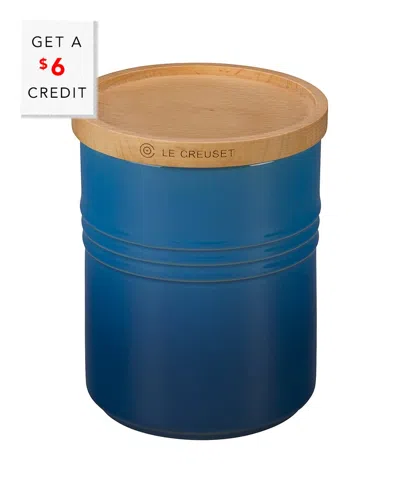 Le Creuset 2.5qt Canister & Wood Lid With $6 Credit In Blue