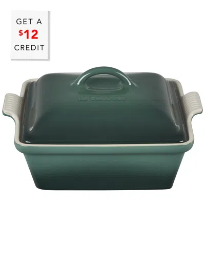 Le Creuset 2.5qt Heritage Covered Square Casserole Dish With $12 Credit In Green
