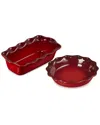 Le Creuset Stoneware Heritage Pie Dish & Fluted Loaf Pan Set