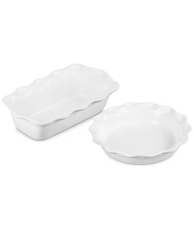 LE CREUSET LE CREUSET 2PC HERITAGE FLUTED PIE DISH & FLUTED LOAF PAN SET WITH $8 CREDIT
