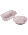 Le Creuset Stoneware Heritage Pie Dish & Fluted Loaf Pan Set