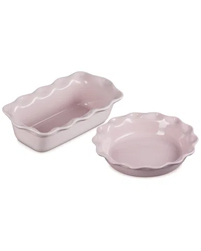 LE CREUSET LE CREUSET 2PC HERITAGE FLUTED PIE DISH & FLUTED LOAF PAN SET WITH $8 CREDIT