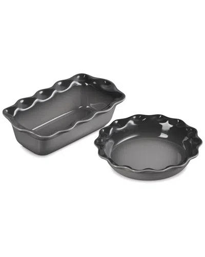LE CREUSET LE CREUSET 2PC HERITAGE FLUTED PIE DISH & FLUTED LOAF PAN SET WITH $8 CREDIT