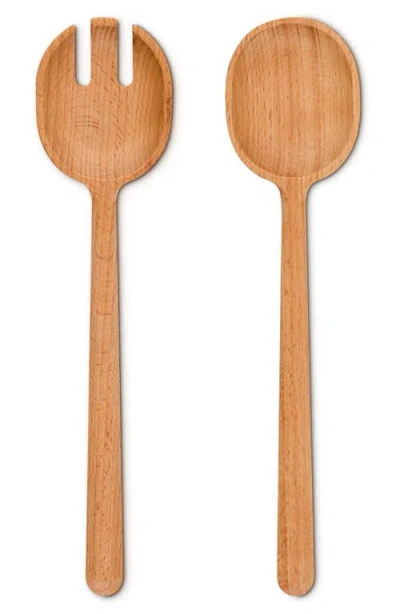 Le Creuset Signature 2-piece Wood Serving Tools Set In Brown