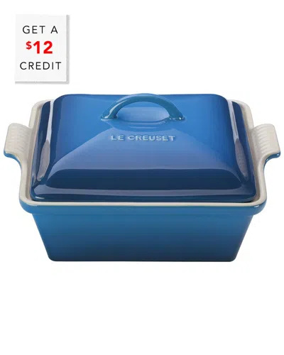 Le Creuset 2qt Heritage Covered Square Dish With $12 Credit In Blue