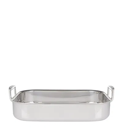 Le Creuset 3-ply Stainless Steel Rectangular Roaster In Silver