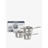Le Creuset Set Of Three 3-ply Stainless Steel Saucepans