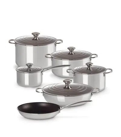 Le Creuset 3-ply Stainless Steel Signature Saucepans In Metallic