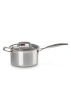 Le Creuset 3-ply Stainless Steel Saucepan With Lid Helper Handle 18cm In Stainless Steel