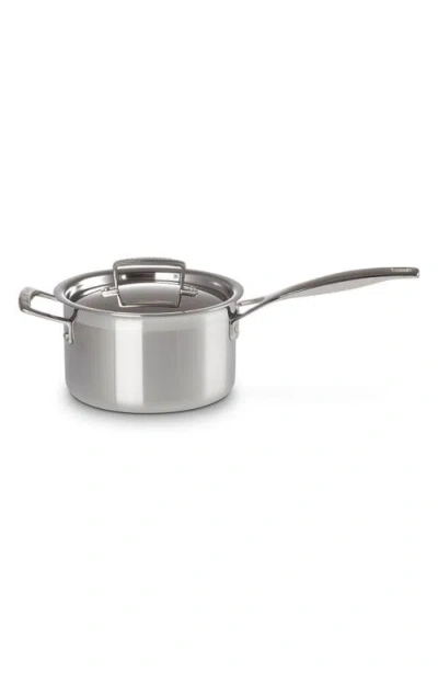 Le Creuset 3-ply Stainless Steel Saucepan With Lid Helper Handle 18cm In Silver
