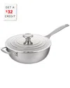 Le Creuset 3.5qt Stainless Steel Chef's Pan With $32 Credit