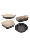 Le Creuset Heritage 4-piece Stoneware Bakeware Essentials Set In Oyster