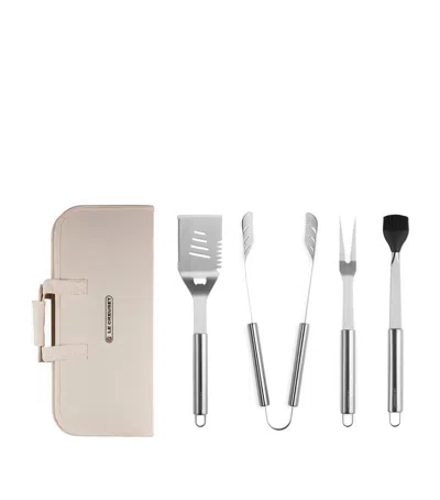 LE CREUSET 4-PIECE STAINLESS STEEL BBQ SET AND CASE