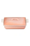 Le Creuset 4-quart Heritage Stoneware Covered Rectangular Casserole In Peche