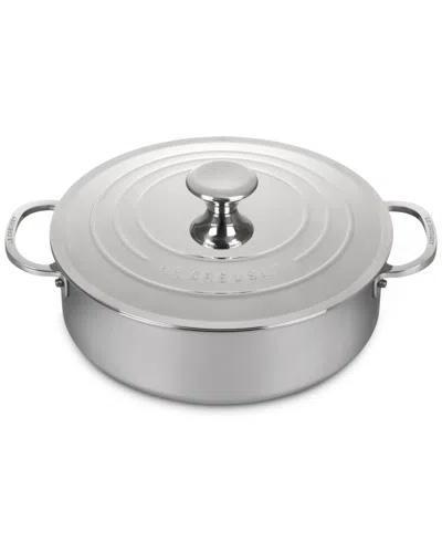 Le Creuset 4.5 Quart Stainless Steel Rondeau With Lid In Silver