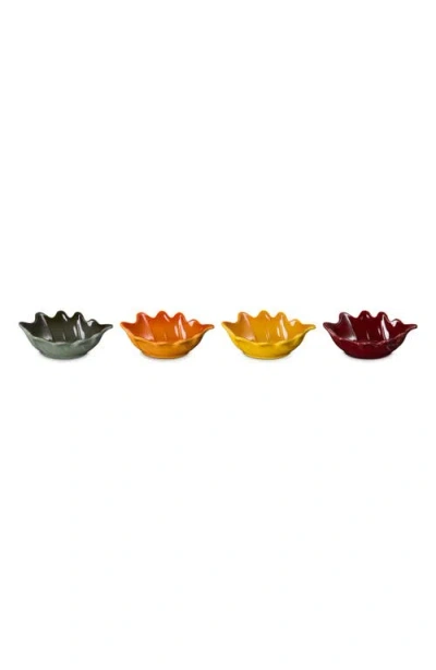 Le Creuset 4-piece Set Mini French Leaf Bowls In Multi