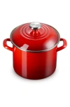 Le Creuset 6-quart Enameled Stainless Steel Stock Pot In Cerise