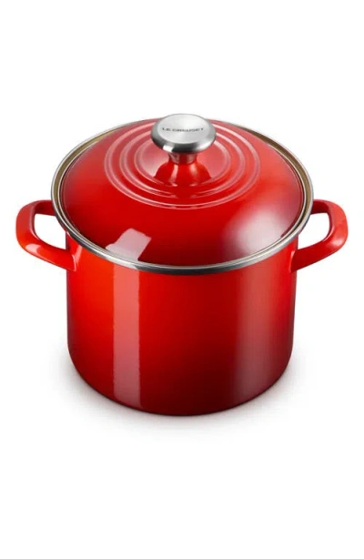 Le Creuset 6-quart Enameled Stainless Steel Stock Pot In Cerise