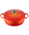 Le Creuset Volcanic Signature Round Cast-iron Casserole Dish In Orange