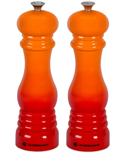 LE CREUSET 8" SALT AND PEPPER MILL SET, FLAME