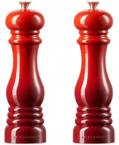 LE CREUSET 8" SALT AND PEPPER MILL SET, FLAME