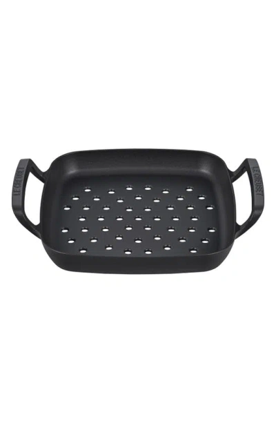 Le Creuset Alpine Cast Iron Square Grill Basket In Matte Black