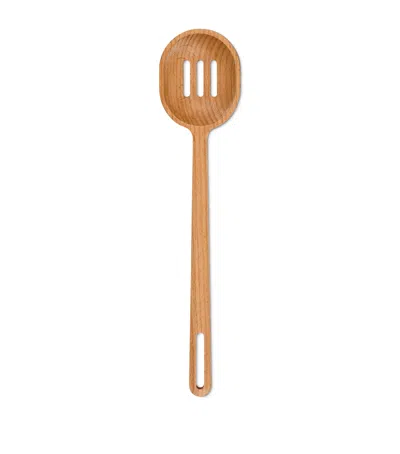 Le Creuset Beech Wood Slotted Spoon In Brown