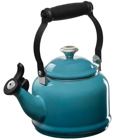 Le Creuset Caribbean 1.25 Quart Enamel On Steel Demi Tea Kettle In Blue