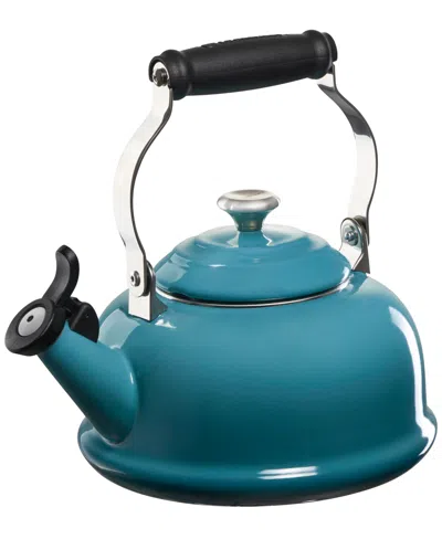 Le Creuset Caribbean 1.7 Quart Enamel On Steel Whistling Tea Kettle In Blue