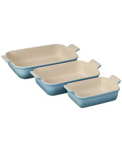 LE CREUSET LE CREUSET CARIBBEAN HERITAGE SET OF 3 RECTANGULAR DISHES