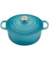 Le Creuset Caribbean Signature Enameled Cast Iron 5.5 Qt. Round Dutch Oven In Blue