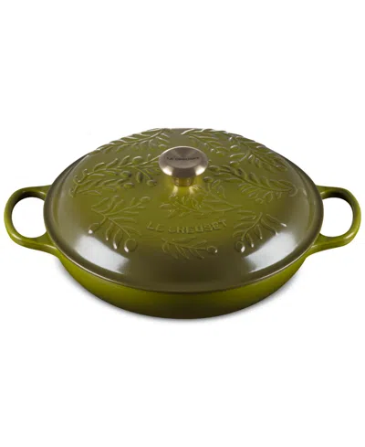 Le Creuset Cast Iron Braiser With Embossed Olive Branch, 3.5 Qt In Green