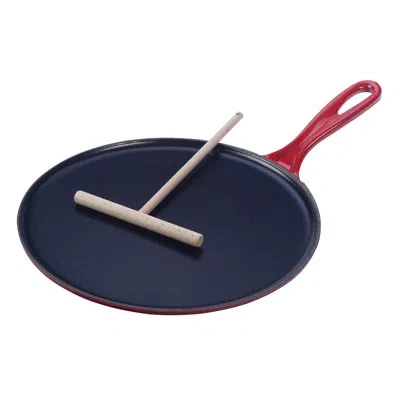 Le Creuset Cast Iron Crepe Pan With Rateau And Spatula In Cerise