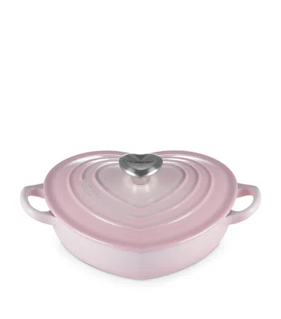 Le Creuset Cast Iron Heart Shallow Casserole Dish In Pink