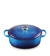 Le Creuset Signature Oval Cast-iron Casserole Dish In Azure Blue