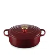 Le Creuset Rhone Signature Oval Cast-iron Casserole Dish In Burgundy