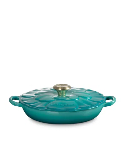 Le Creuset Cast Iron Petal Shallow Casserole Dish In Blue
