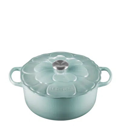 Le Creuset Cast Iron Round Petal Casserole Dish In Blue