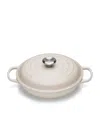 Le Creuset Cast Iron Shallow Round Casserole Dish In Ivory
