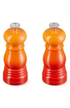 Le Creuset Petite Salt And Pepper Mill Set With Adjustable Grind In Flame