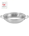 Le Creuset Classic Round Wok With Glass Lid With $20 Credit In Silver