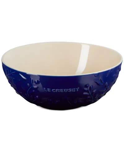 Le Creuset Classic Stoneware Olive Relief Multi Bowl In Blue