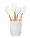 Le Creuset 5 Piece Utensil Set With Stoneware Utensil Crock